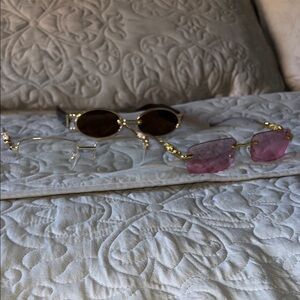 Elegant Gold, Brown, & Pink Sunglasses Set
